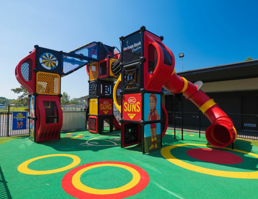 Red and yellow commercial Playground