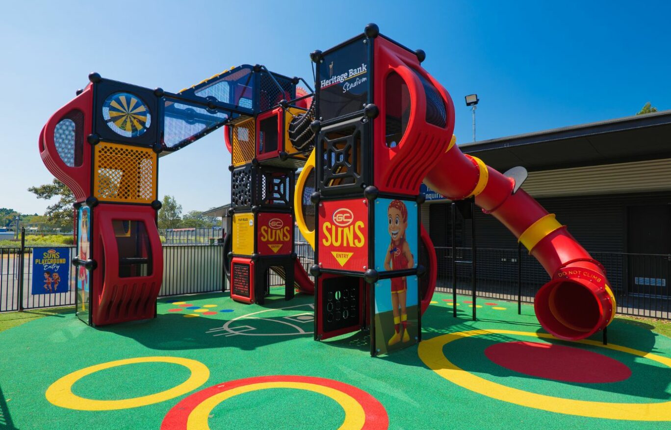 Red and yellow commercial Playground
