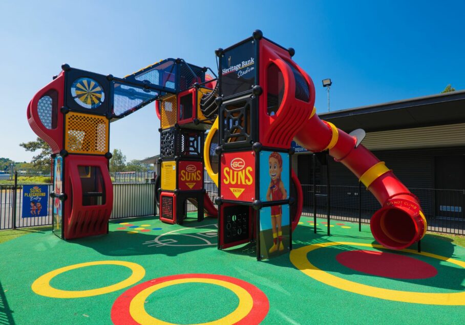 Red and yellow commercial Playground