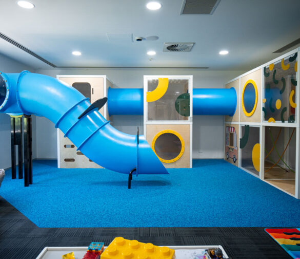 Blocks Playground indoor with blue slide